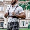 BDSMadult men's leather - durable, breathable, adjustable brown sex, equipped with ear straps and comfortable pads, suitable for various occasions, sexy punk style chest strap view 2
