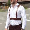 BDSMadult men's leather - durable, breathable, adjustable brown sex, equipped with ear straps and comfortable pads, suitable for various occasions, sexy punk style chest strap view 4