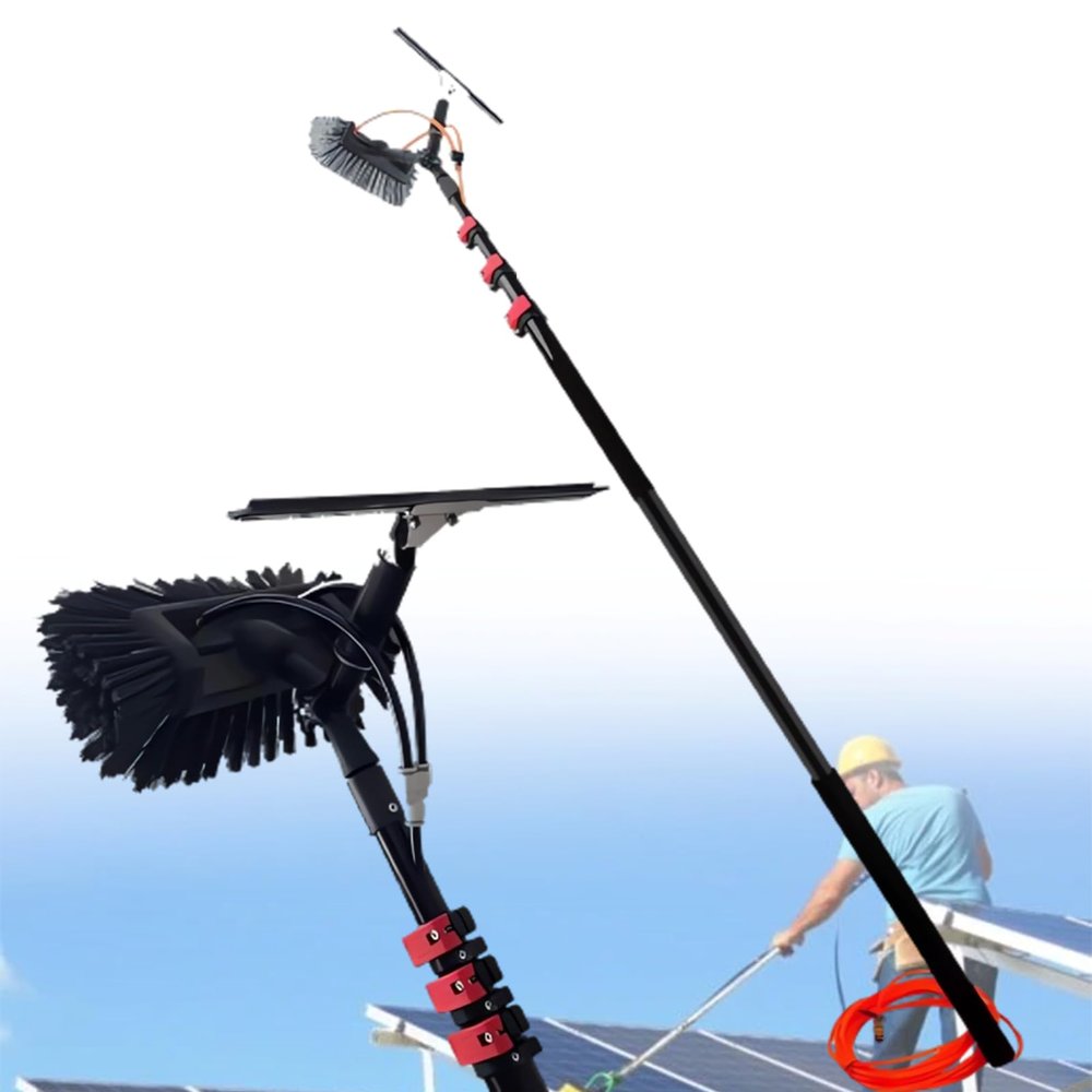LFfwynog Window Cleaning Pole Water Supplied Extendable Brush, Water Hose Delivery Pole Roof Cleaning Photovoltaic Panel Cleaning Window Cleaning,5.4m/213in