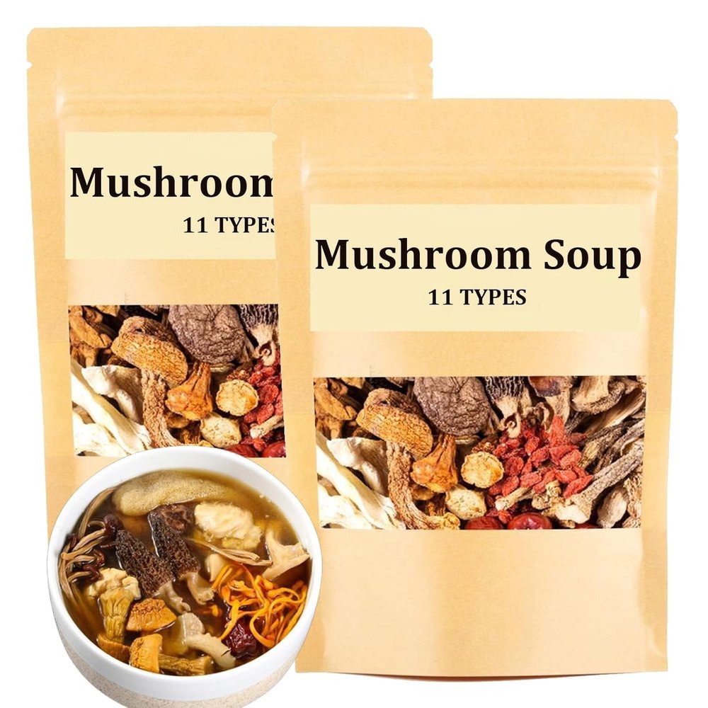 Soup Package Of 11 Types Of Mushrooms, Dry Abalone Nutritious, Mushroom Soup Bag, Mushroom Soup Packets, Nutritious Mushroom and Herb Soup Set, Everyday Nourishing Liver Herb Soup, 45g/Bag (2 Pcs)