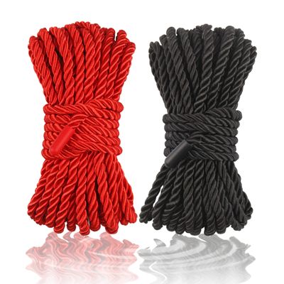 2-Pack Soft Braided Twisted Silk Rope Durable Thick Rope Skin Friendly Smooth Rope 10 Meters/32 Feet 8MM Multipurpose Protecting Ending Decorative Twisted Long Satin Rope DIY Craft