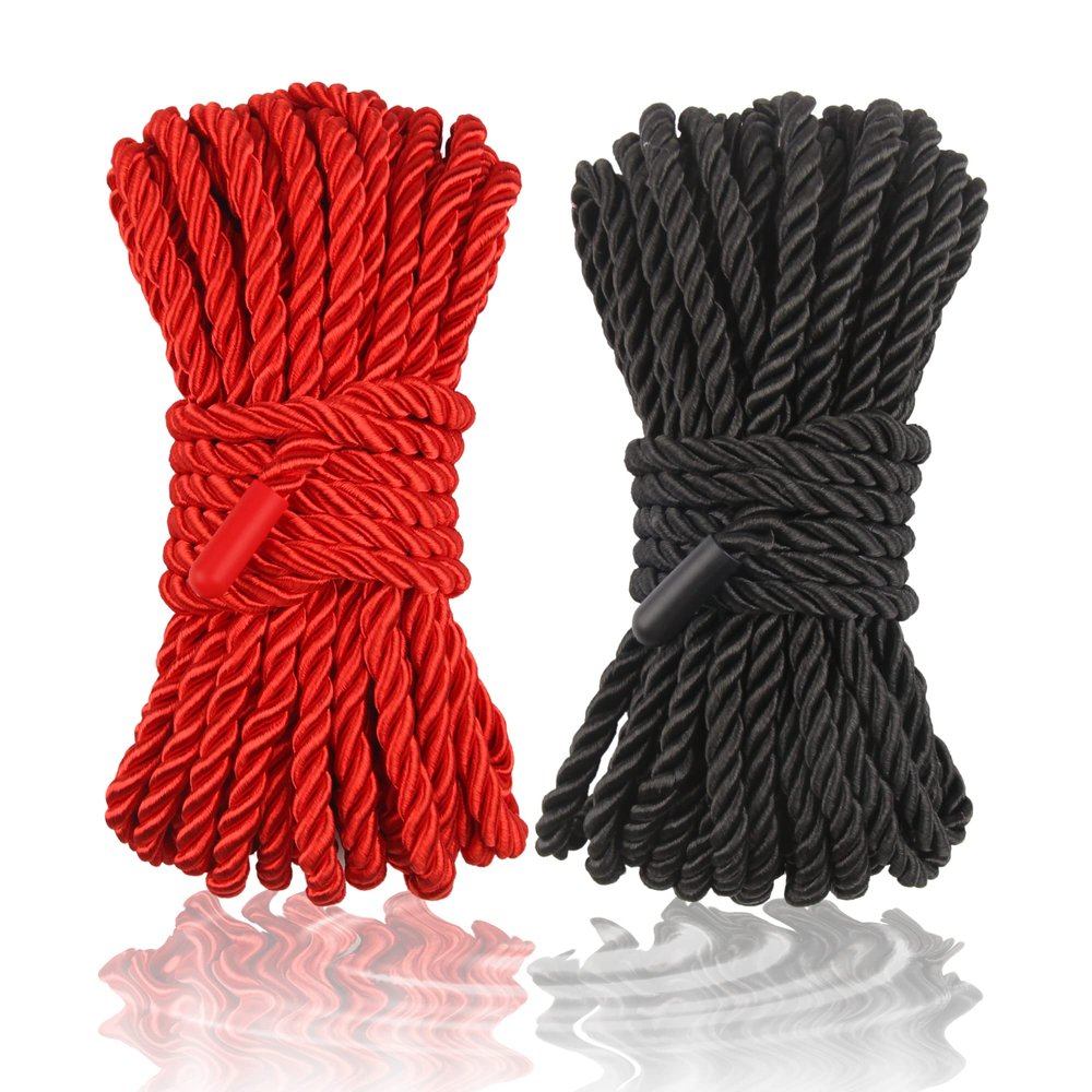 2-Pack Soft Braided Twisted Silk Rope Durable Thick Rope Skin Friendly Smooth Rope 10 Meters/32 Feet 8MM Multipurpose Protecting Ending Decorative Twisted Long Satin Rope DIY Craft