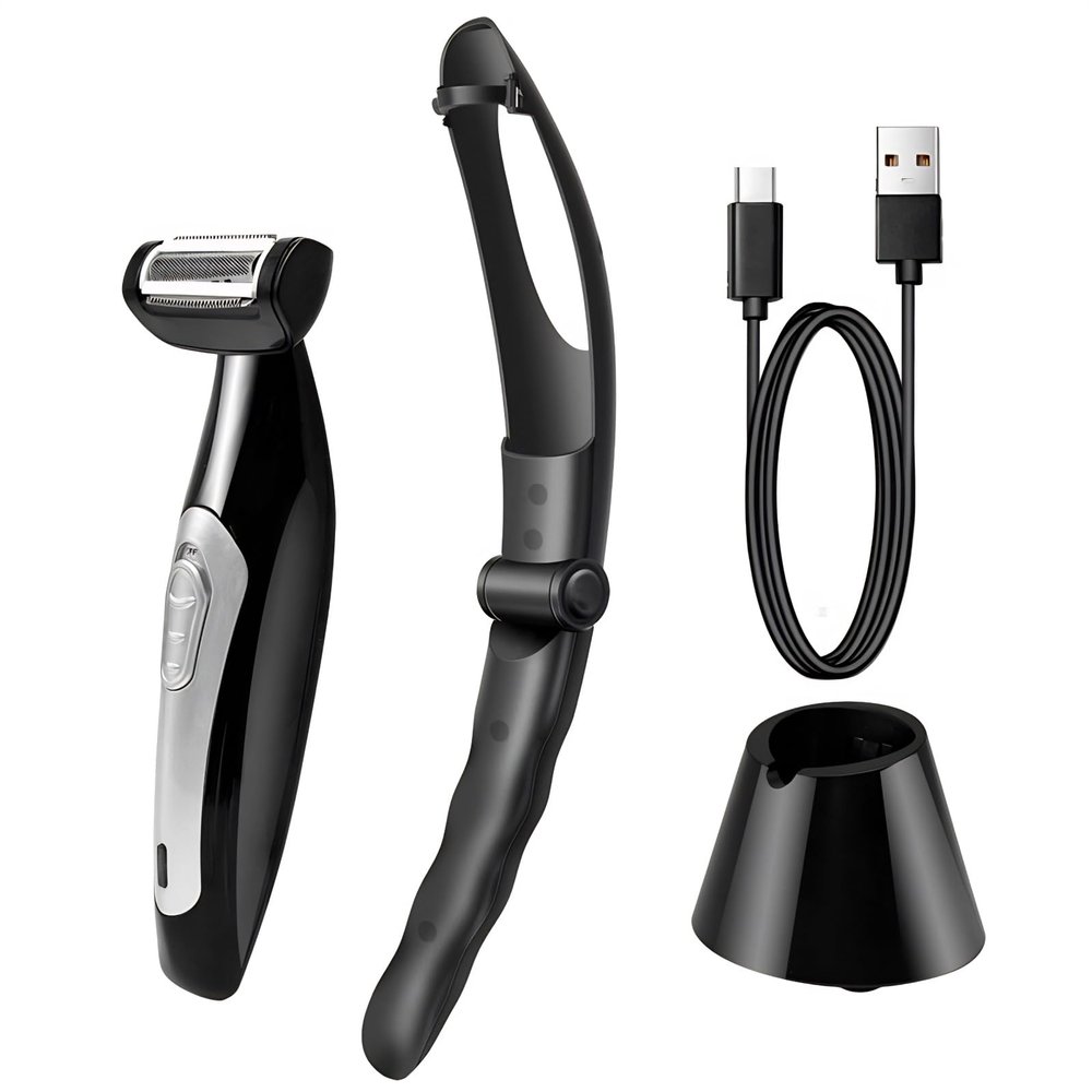 Back Shavers for Men, Body Shaver with Adjustable Extreme Reach Handle, Body Groomers Men's Electric Back Shaver with Charging Base, Wet Dry Use Back Groomer