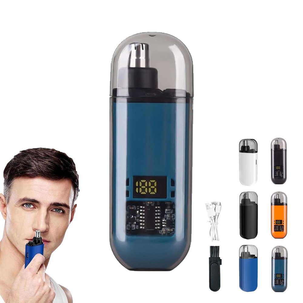 Konica Nose Hair Trimmer,Portable Nose Hair Trimmer for Men,2 in 1 Nasal Hair Cutter,IPX7 Waterproof, Rechargeable, Travel Size, USB-C Charging Nose Trimmer for Men and Women, (Blue)