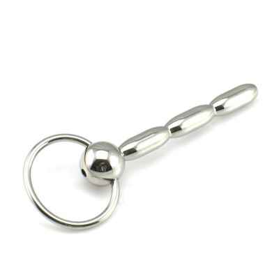Multi-Bead Urethral Masturbation Massage Stick with Pull Ring Urethral Catheter Male Metal Hollow Urethral Plug Urethral Toy