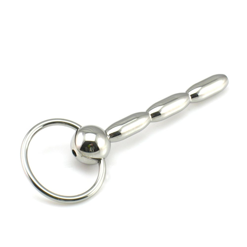 Multi-Bead Urethral Masturbation Massage Stick with Pull Ring Urethral Catheter Male Metal Hollow Urethral Plug Urethral Toy