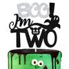 Boo I'm Two Cake Topper, The Spooky Two/Baby Boo, Halloween Themed Baby's 2nd/Baby Shower Party Decorations Supplies, Black Glitter view 1