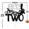 Boo I'm Two Cake Topper, The Spooky Two/Baby Boo, Halloween Themed Baby's 2nd/Baby Shower Party Decorations Supplies, Black Glitter view 2