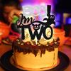 Boo I'm Two Cake Topper, The Spooky Two/Baby Boo, Halloween Themed Baby's 2nd/Baby Shower Party Decorations Supplies, Black Glitter view 3