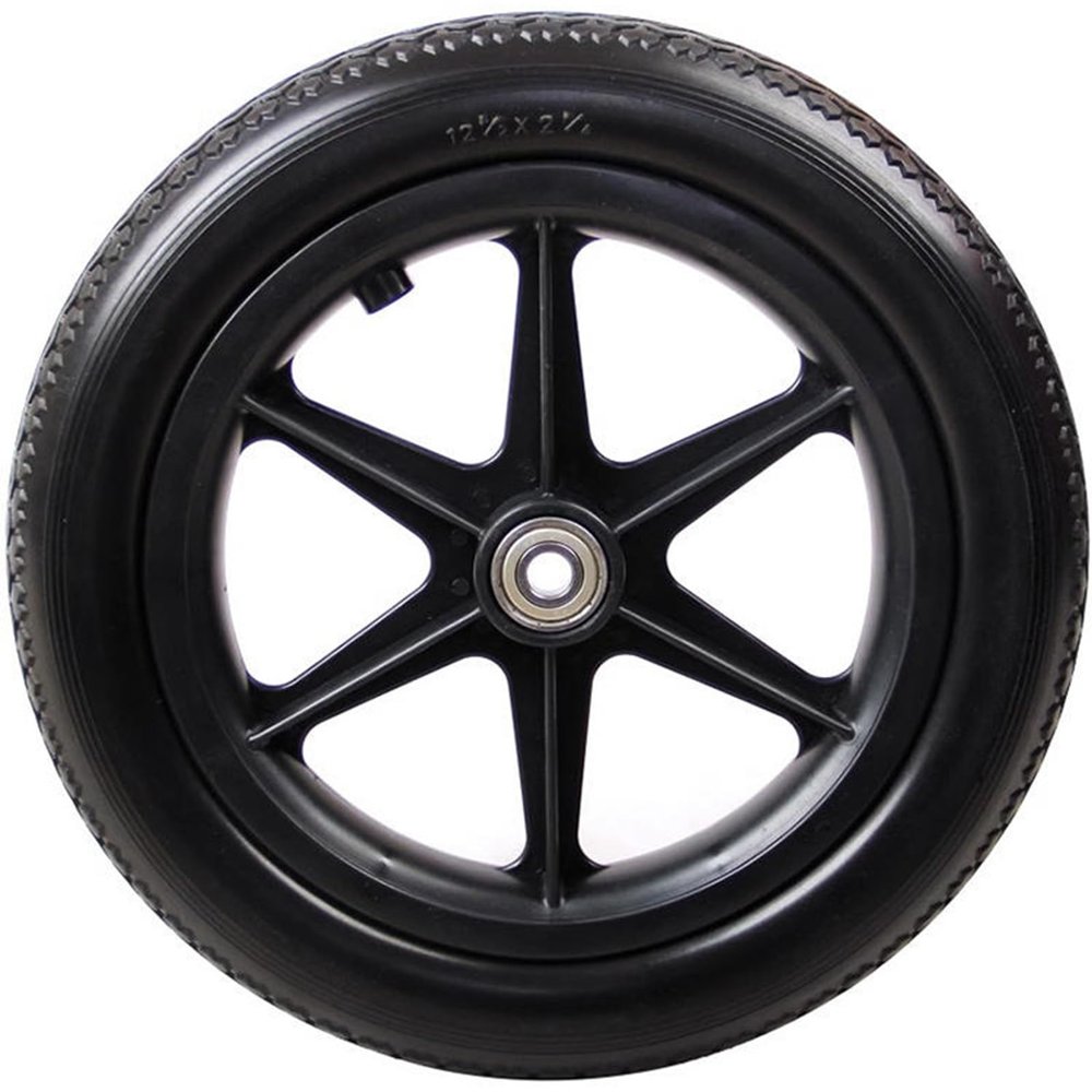 12 Inch Manual Wheelchair Rear Wheel Accessories Solid Tire Small Wheel Light Wear-Resistant and Durable(Black)