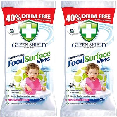 Anti-Bacterial Food Wipes, Disinfectant, Food Cleaning and Sanitizing Wipes 2 Packs of 140 Wipes
