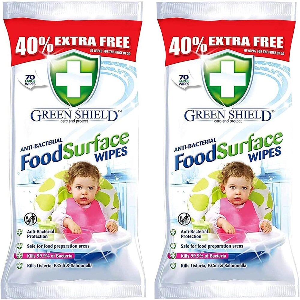 Anti-Bacterial Food Wipes, Disinfectant, Food Cleaning and Sanitizing Wipes 2 Packs of 140 Wipes