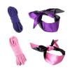 4 Set,2 Pcs Soft Binding Ropes,2 Pcs Blindfold,Silk Satin Blind fold Eye Mask for Sleeping Games,Skin Friendly for CosplayPink Purple view 1