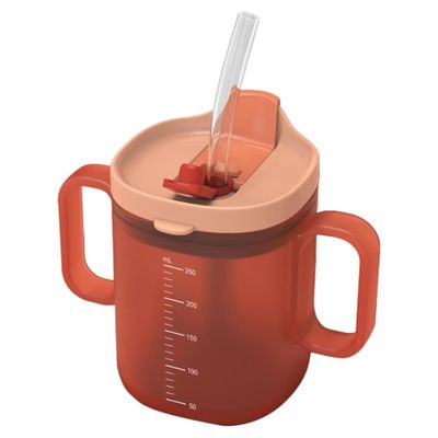 Adult Sippy Cup 260ml Spill Proof Cups Elderly No Spill Cups with Handles Feeding Cup with Lid and Straw Hospital Cup for Adults Elderly Maternity Drink Water Porridge Soup