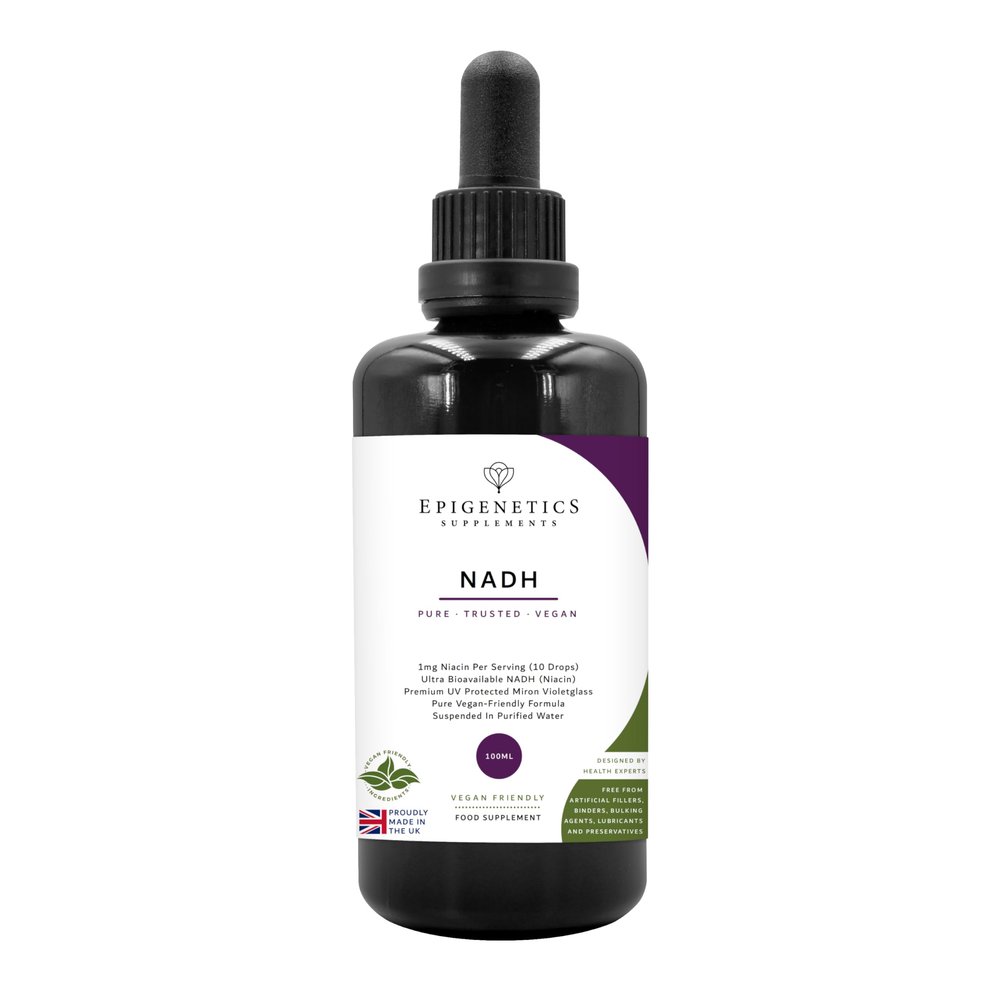 Vitamin NADH 100ml | 100% Pure & Natural Niacin (As NADH) 1mg | UK Made Vegan Liquid | UV Protected Miron Violet Glass | 10 Drops Daily (4 Month Supply)