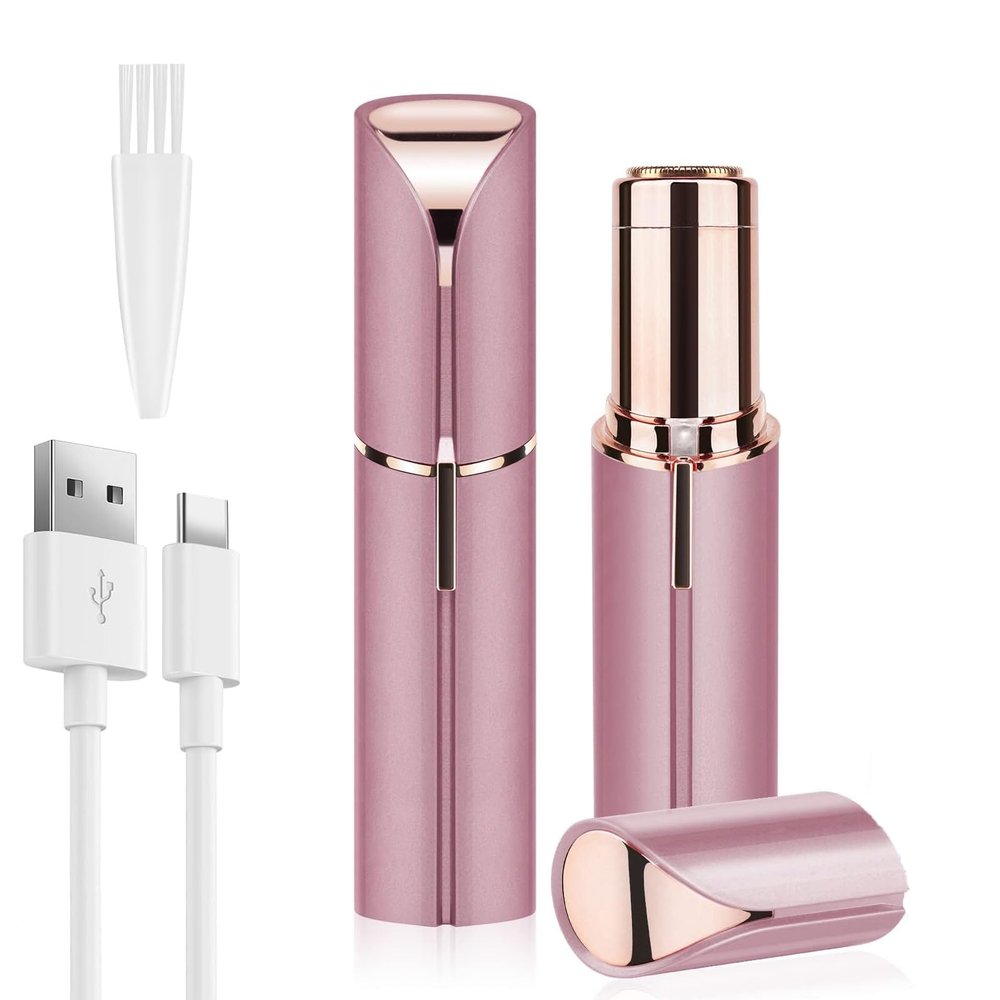 Facial Hair Remover for Women,Mini Face Hair Trimmer,USB Rechargeable Women's Facial Shaver, Painless Lady Shavers for Women for Face Hair, Upper Lips, Peach Fuzz, Bikini Body(Rose Gold)