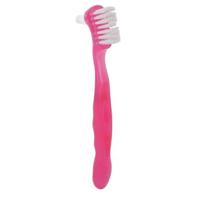 False Teeth Cleaning Brush,Double Sided Denture Brush, False Teeth Cleaning Brush, Elderly Portable Plaque Dirt Removal Denture Brush Gift for Home Travel (Pink)