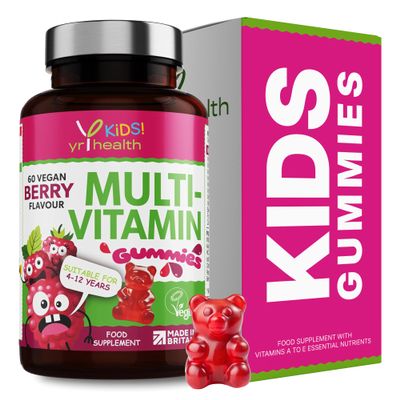Kids Multivitamin and Mineral Gummies - 60 Vegan Berry Flavour Chewable Gummies, Kids Vitamin for 4-12 Years - 2 Months Supply - Made in The UK by YrHealth