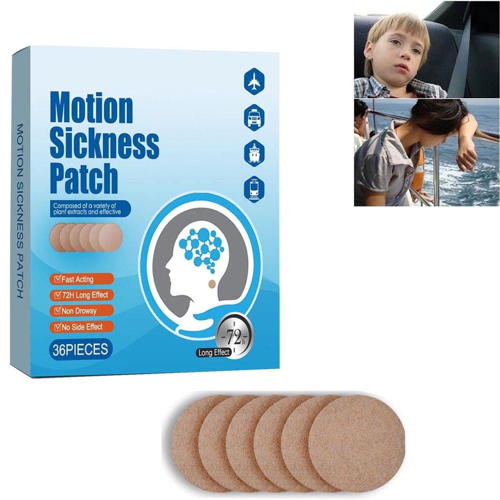 Motion Sickness Patch,Anti Nausea Sea Sickness Patch, Motion Sickness Patch for Boat Rides, Car Trips, Airplane Travel (36pcs)