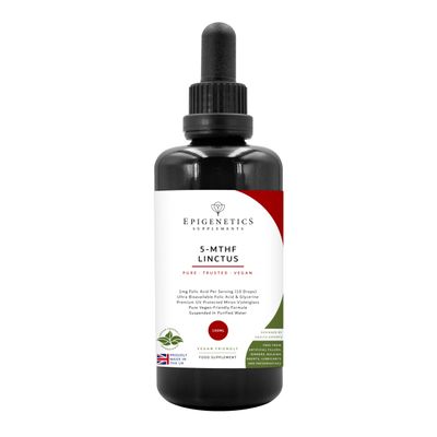 5-MTHF Linctus 100ml | Folic Acid 1mg | Purified Water, Glycerine | Premium Protective Miron Violet Glass | UK Made Vegan Friendly Liquid