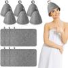 12 Pieces Sauna Accessories 6 Pieces Felt Sauna Hat 6 Pieces Banya Heat Insulation Sauna Mat Absorbent Head Protection Vaporarium Hat for Hair Men Women Bath Shower Gift, Gray view 1