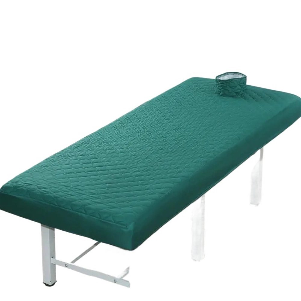UALXPAO Thickened Beauty Salon Massage Bed Fitted Sheet With Open Hole Beauty Bedspread Massage Bed Cover(Green,180x60CM)