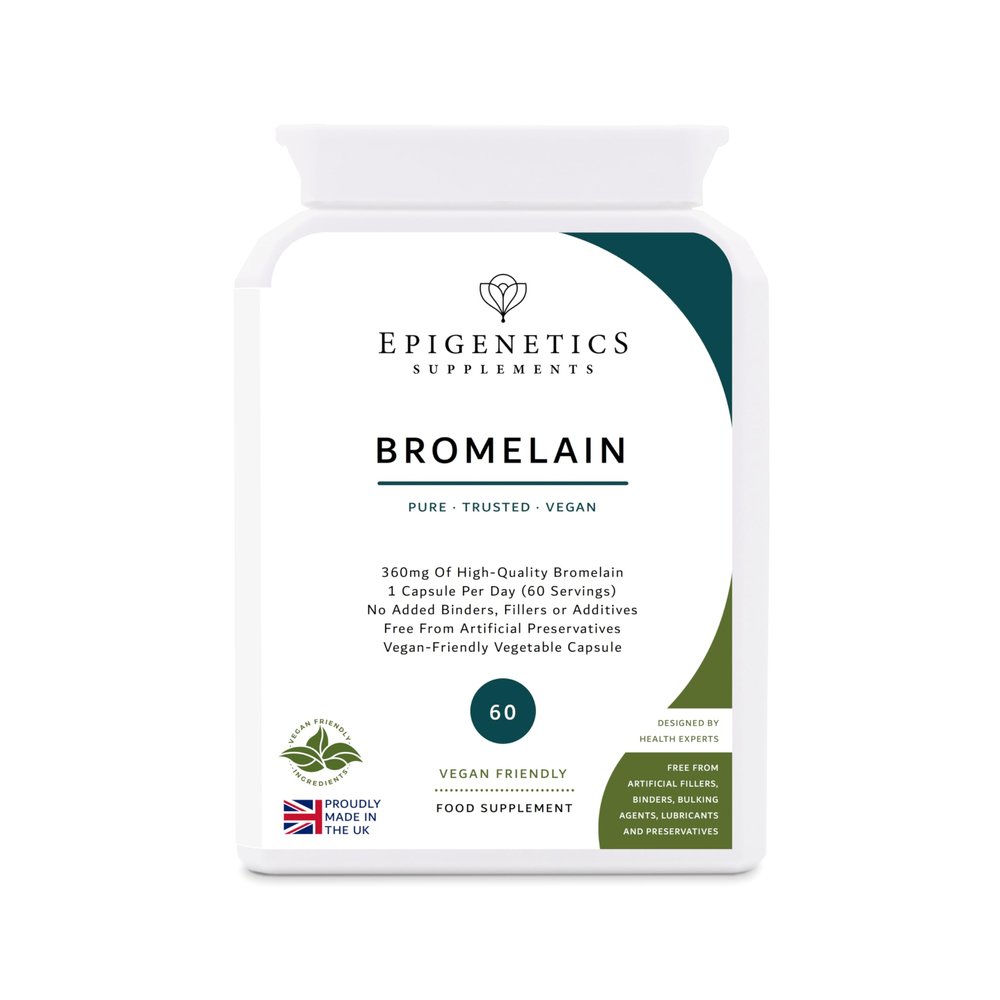 Bromelain 360mg | Ananas Comosus (Pineapple Extract), High Strength Digestive Enzyme Supplement | 60 Capsules, Vegan Friendly UK Made, Long Supply by Epigenetics Supplements