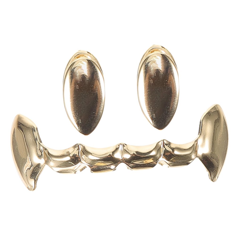 minkissy Removable Hip Hop Teeth Grills Punk Fake Teeth Gold Fangs for Halloween Costume Parties