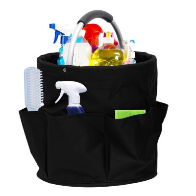 ASelected 17L Cleaning Caddy with Handle Cleaning Caddy Organiser Collapsible Storage Basket Multi Pocket Large Foldable Bucket for Indoor and Outdoor, Easy to Clean and Carry (Black)