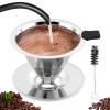 Pour Over Coffee Dripper With Cleaning Brush,Upgraded Double Micro Mesh Filter with Cup Stand,Stainless Steel Coffee Filter,Reusable Coffee Filter,Pour Over Coffee Maker(3-4cup) view 1