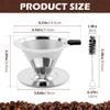 Pour Over Coffee Dripper With Cleaning Brush,Upgraded Double Micro Mesh Filter with Cup Stand,Stainless Steel Coffee Filter,Reusable Coffee Filter,Pour Over Coffee Maker(3-4cup) view 3