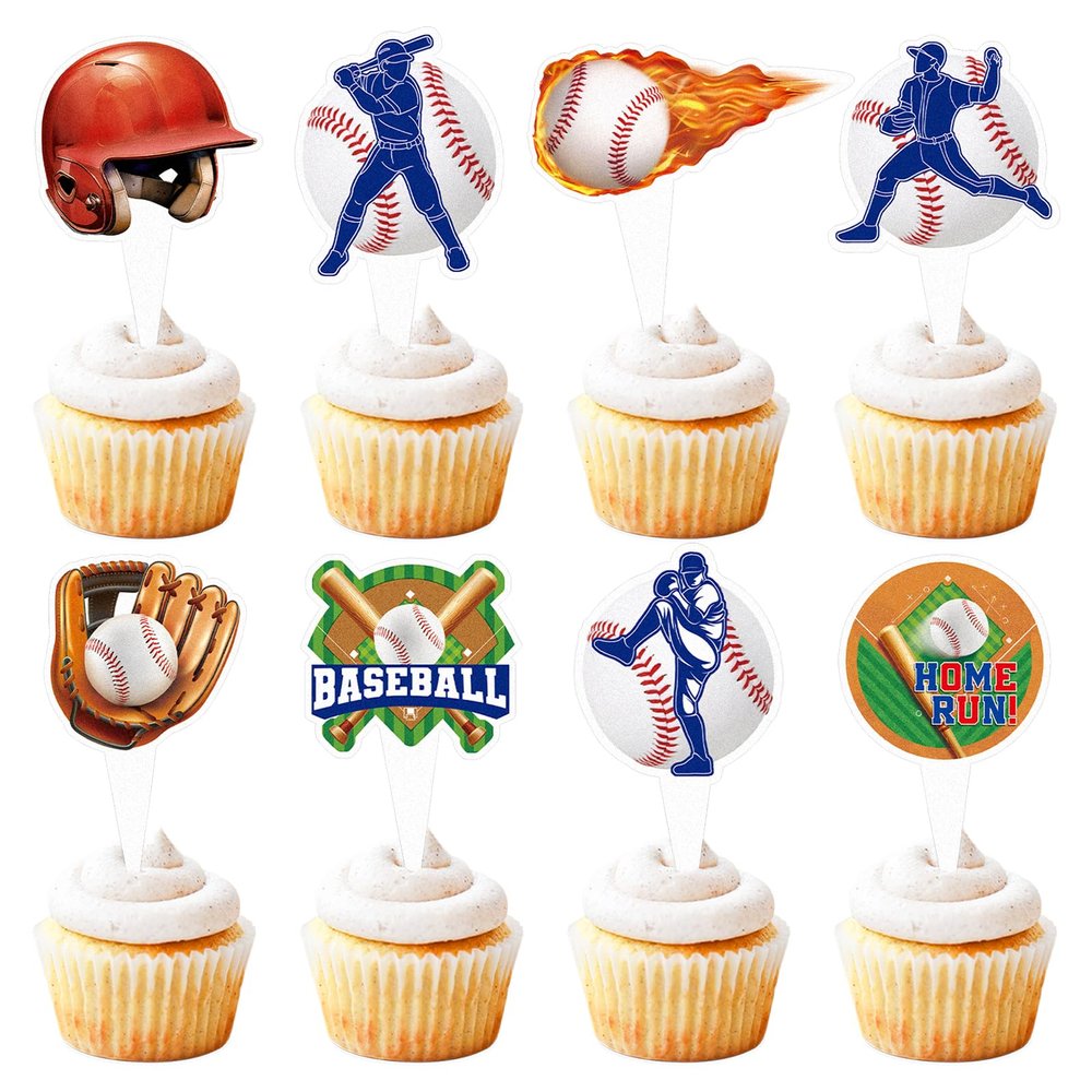 32 Pack Baseball Cupcake Toppers Sports Theme Baseball Cupcake Picks Baseball Sport Birthday Baby Shower Cupcake Decoration