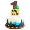 Ercadio 1 PCS Camper Themed Cupcake Toppers One Tree Bear Cake Picks Happy Camping Cake Decorations for Weekend Outdoor 1st Camper Woodland Lumberjack Theme Birthday Party Supplies view 1