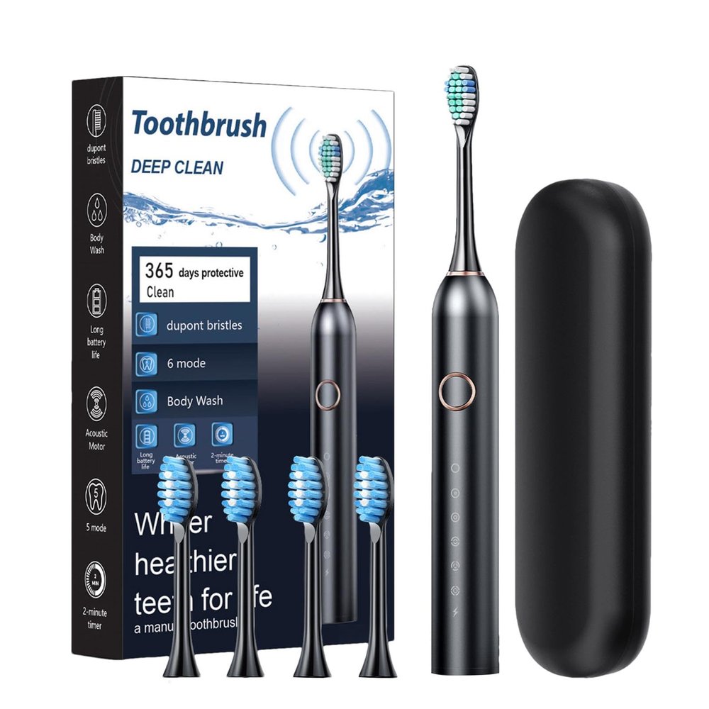 Adult Electric Toothbrush - USB Rechargeable Electric Toothbrush, Charges Lasts 180 Days 40000 VPM Deep Clean 6 Modes Toothbrush Includes Travel Case, Travel Electric Toothbrush for Adults