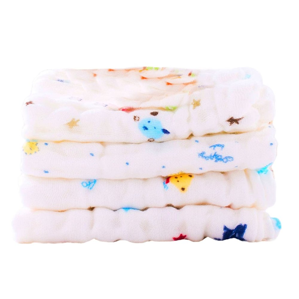 Abaodam 4pcs Nutrition Towel Saliva Towel Feeding Soft Cotton for Face Newborn Use Random Color