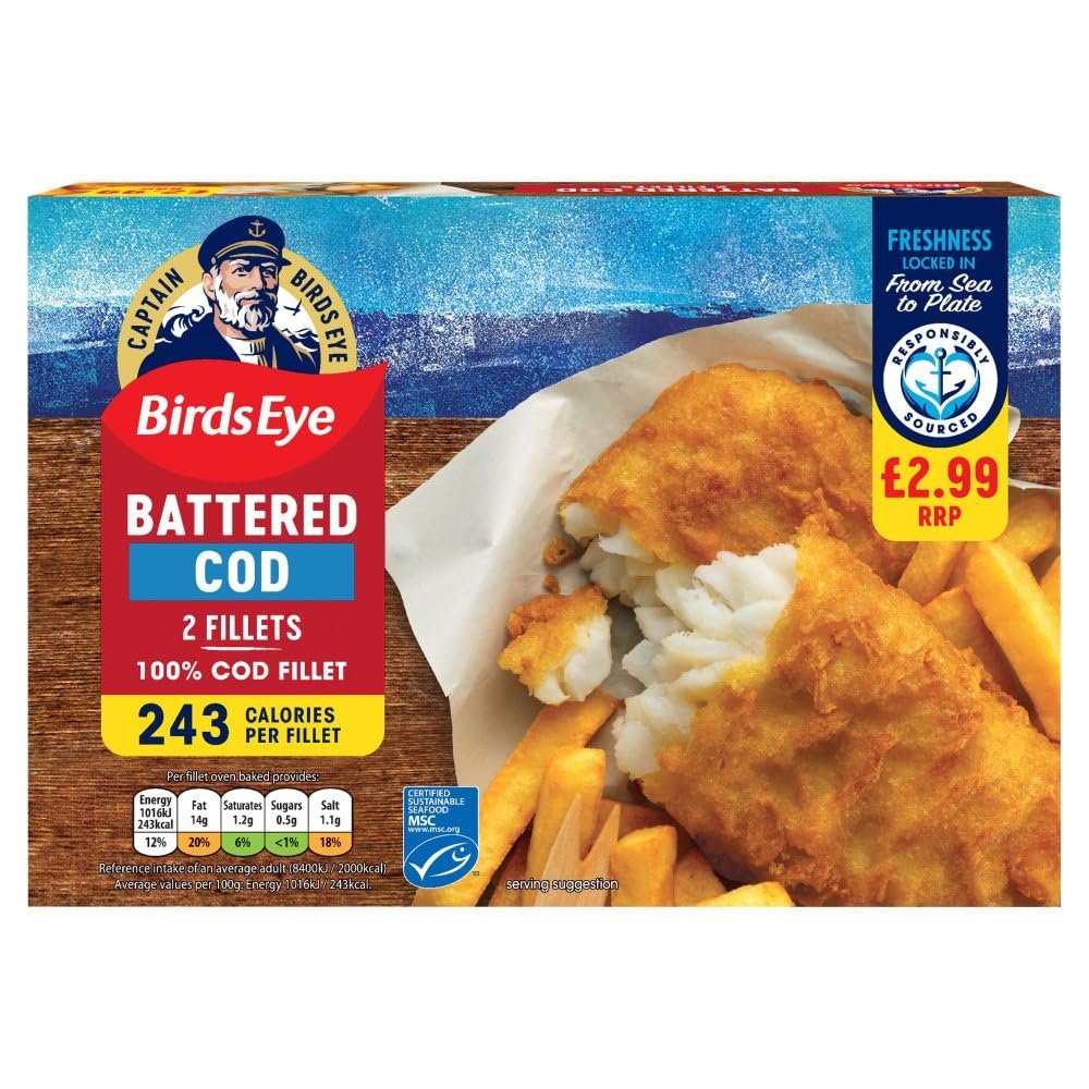 Birds Eye 2 Battered Cod Fillets 200g Pack of 1