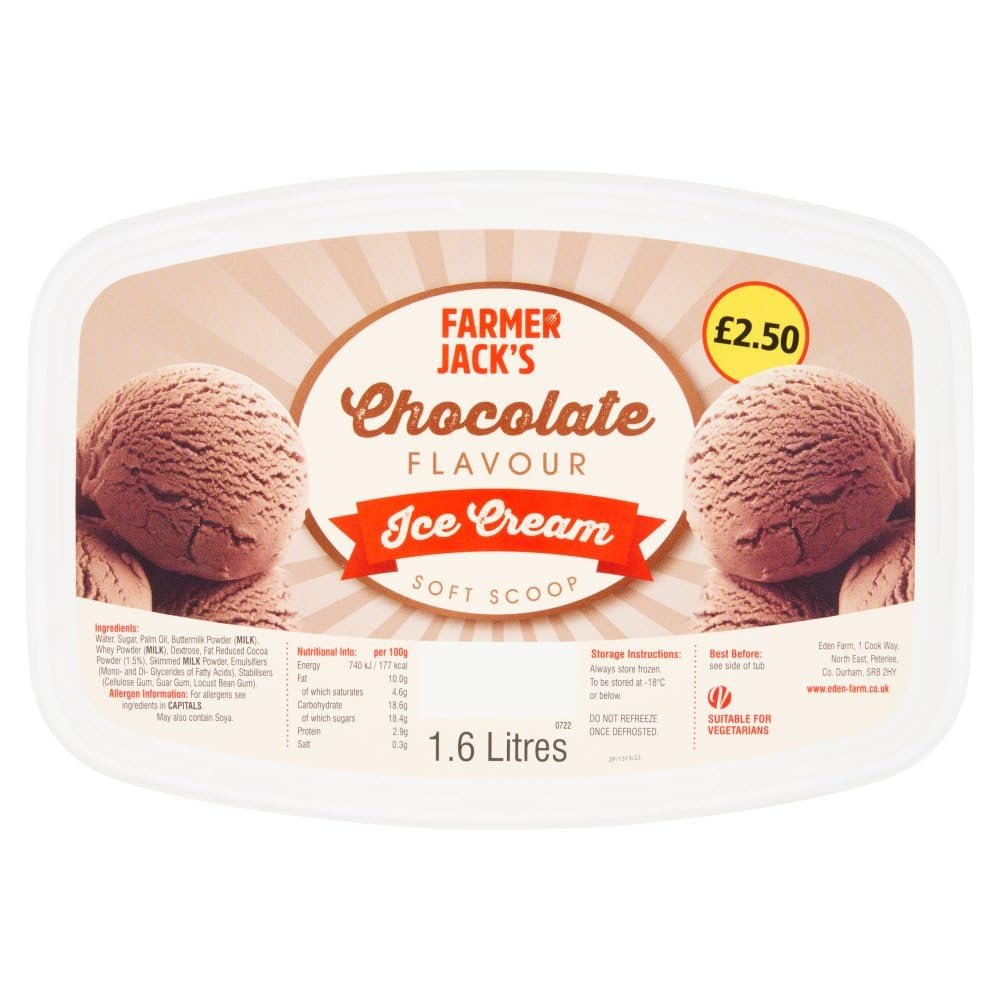 Farmer Jack's Chocolate Flavour Ice Cream 1.6 litres 1.6Ltr  6