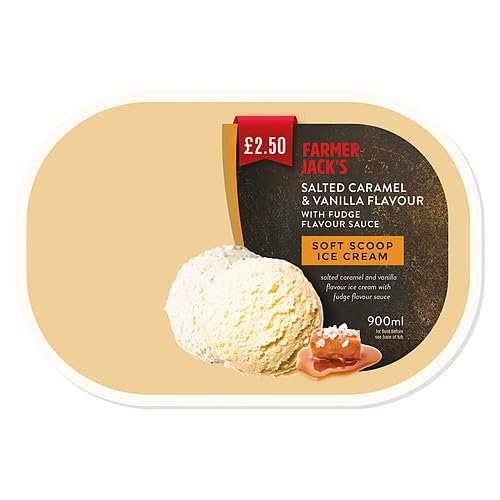 Farmer Jack's Salted Caramel & Vanilla Flavour with Fudge Flavour Sauce Soft Scoop Ice Cream 900ml 900ml  6