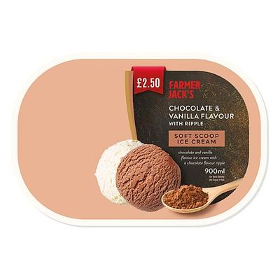 Farmer Jack's Chocolate & Vanilla Flavour with Ripple Soft Scoop Ice Cream 900ml  Pack of 1
