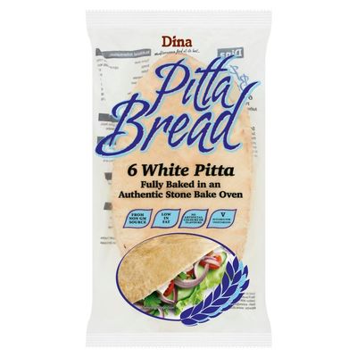Dina Pitta Bread 6 White Pitta 480g 12