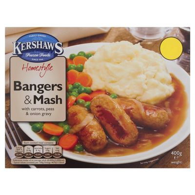 Kershaws Homestyle Bangers & Mash with Carrots, Peas & Onion Gravy 400g 400g  12
