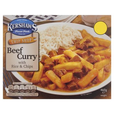 Kershaws Chip Shop Beef Curry with Rice & Chips 460g 460g  12