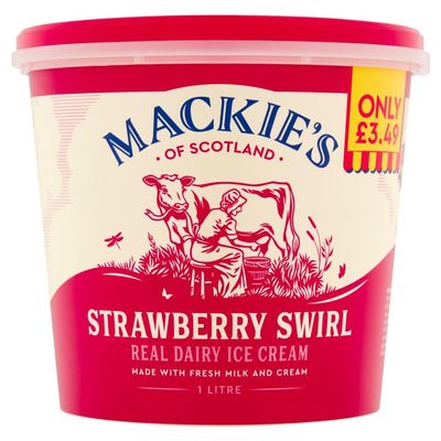 Mackie's of Scotland Strawberry Swirl Real Dairy Ice Cream 3.49 1Ltr 6