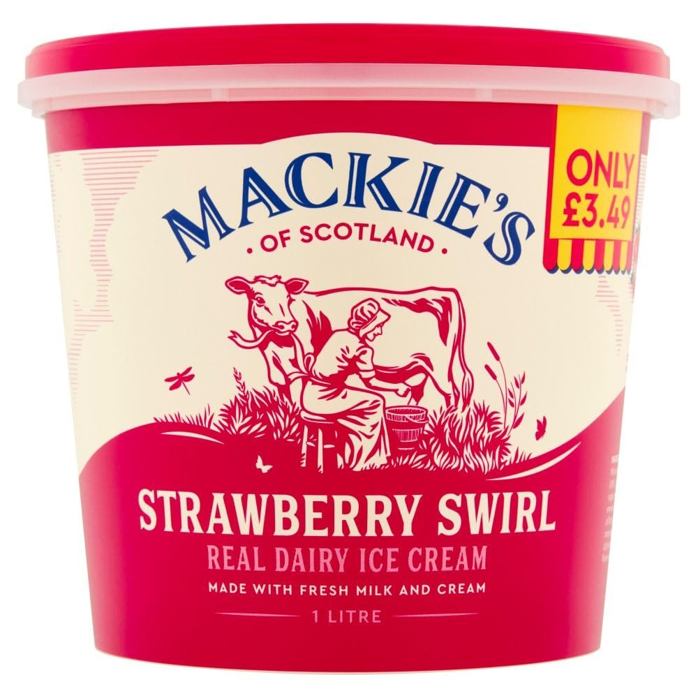 Mackie's of Scotland Strawberry Swirl Real Dairy Ice Cream 3.49 1Ltr 6