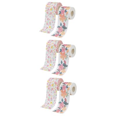 Healvian 6 Rolls Printed Roll Paper Lavable Colored Toilet Paper Colored Napkins Lingette Fake Toilet Paper Pattern Paper Towel Loo Commercial Restaurant 100% Pure Wood Pulp