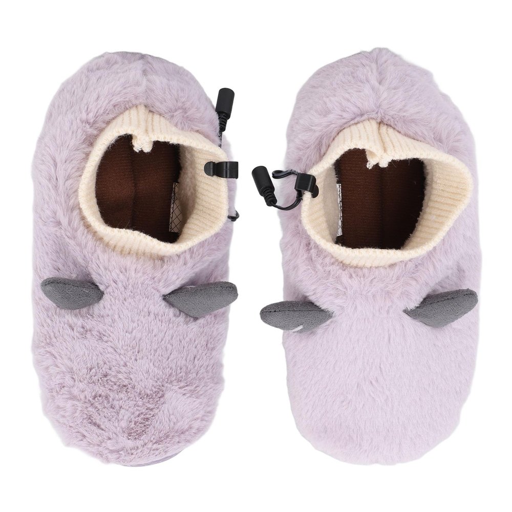 1 Pair Electric Foot Warmer USB Heating Shoes 3 Gears Adjustable Temperature Walking Heated Slippers (Purple)
