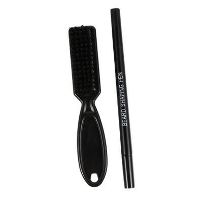 minkissy 2pcs Professional Mustache Pencil Beard Brush Men Beard Filler Pen Smudge Natural Look