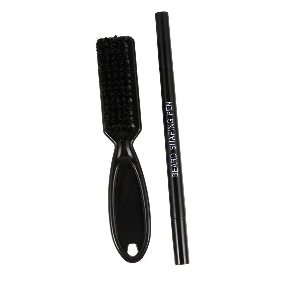 minkissy 2pcs Professional Mustache Pencil Beard Brush Men Beard Filler Pen Smudge Natural Look