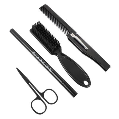 FRCOLOR 4pcs Beard Styling Kit Beard Pen and Includes Folding Comb and Scissors for Mustache Grooming and