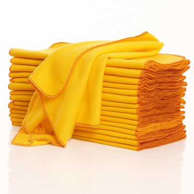 Yellow Dusters Cleaning Cloths 100% Cotton 35 x 45cm Lint Free Cloths for Oiling Wood Dusters for Cleaning Window, Car Duster, Multi-Surface Cleaner Dusting Cloth, Kitchen Duster Cloth ((Pack of 4))